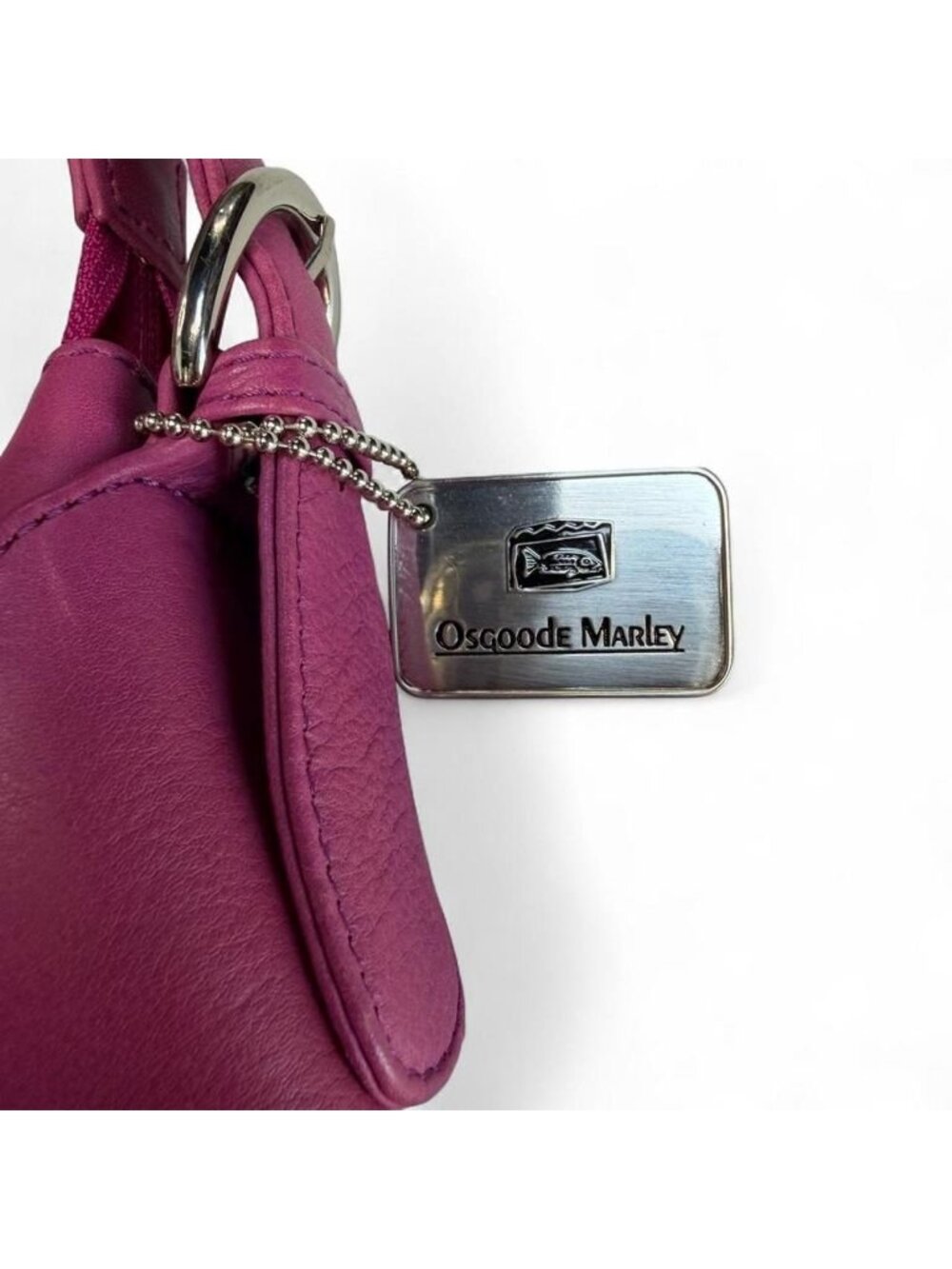 Osgoode Marley Pink Leather Crescent Shoulder Bag Purse Y2K Hobo Casual Vibrant - Picture 2 of 8